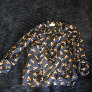 Forever 21 Black Cardigan with Orange Horse Print